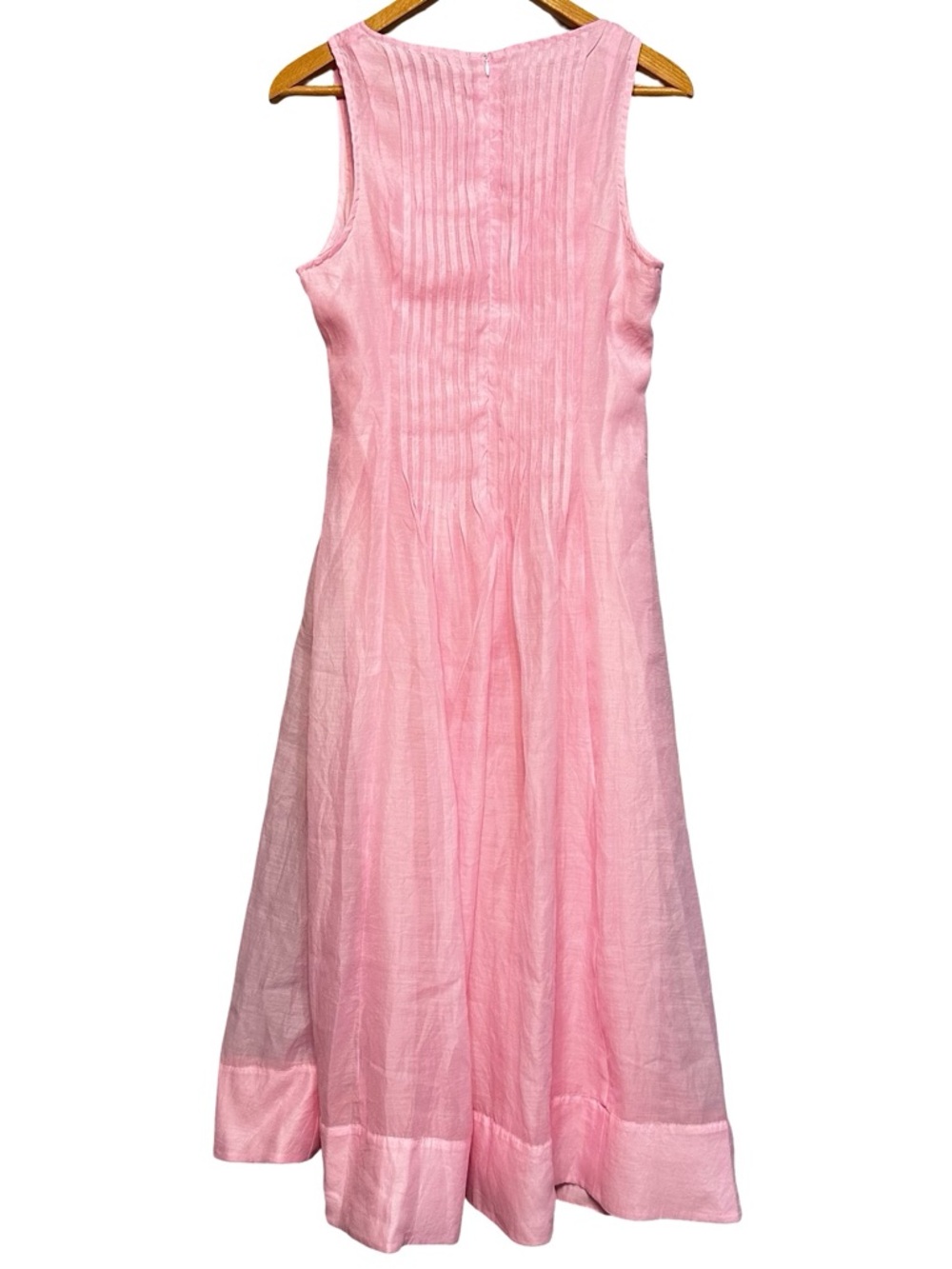 NEW Endless Rose Pink Sleeveless Midi Dress Medium Pintuck High Neck Spring - Picture 3 of 12